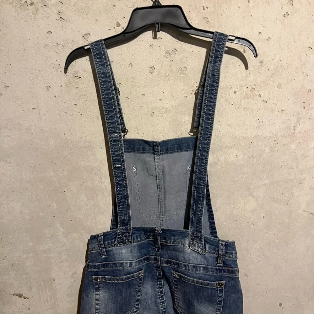 Wallflower Overalls Junior Womens Sz S Blue Denim Pockets Stretchy Suspender